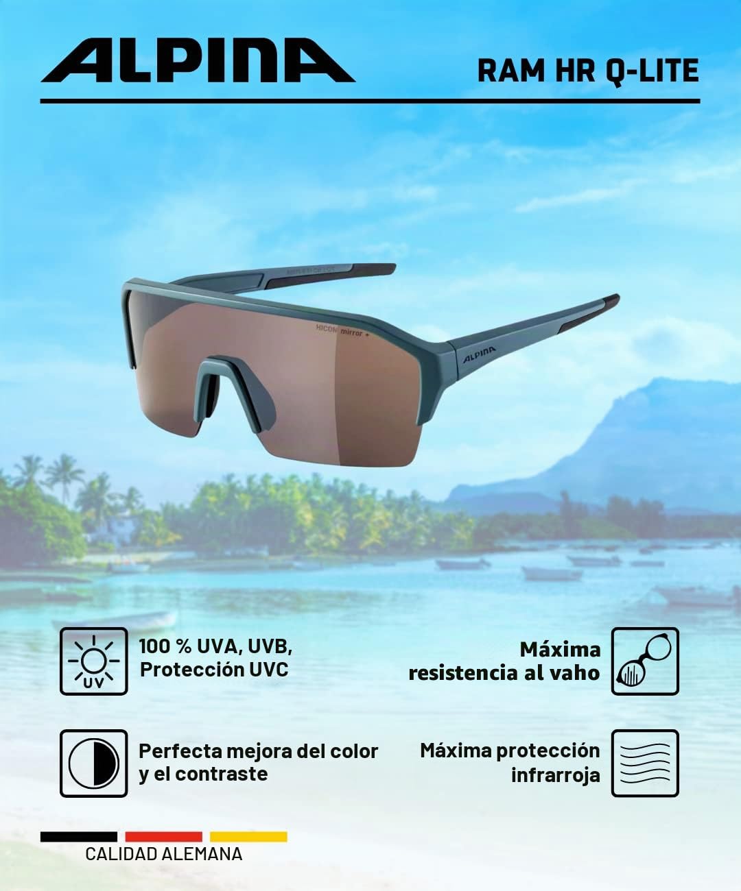 ALPINA RAM HR Q-LITE V - Verspiegelte, Kontrastverstärkende & Beschlagfreie Sport- & Fahrradbrille Mit 100% UV-Schutz Für Erwachsene