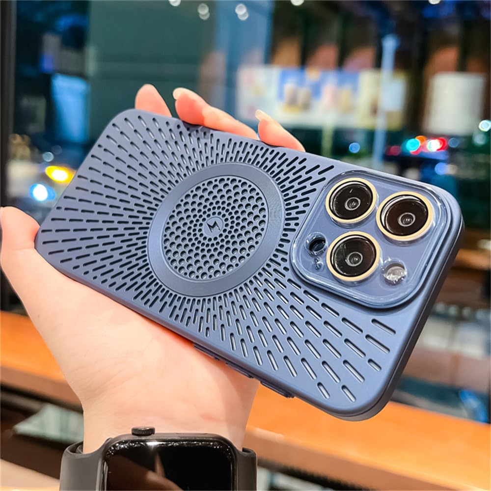 Étui de charge sans fil magnétique iPhone 13 Pro bleu marine