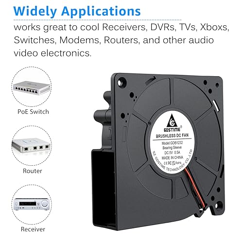 Miniatura 8 de GDSTIME Ventilador de ventilador USB de 4.724 in x 1.260 in con control de velocidad, ventiladores centrífugos de CC sin escobillas de 5 V para
