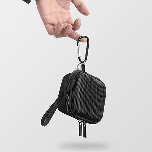 Miniatura 7 de Geiomoo Estuche rígido para auriculares EVA, cubierta de almacenamiento portátil con mosquetón y correa (negro)