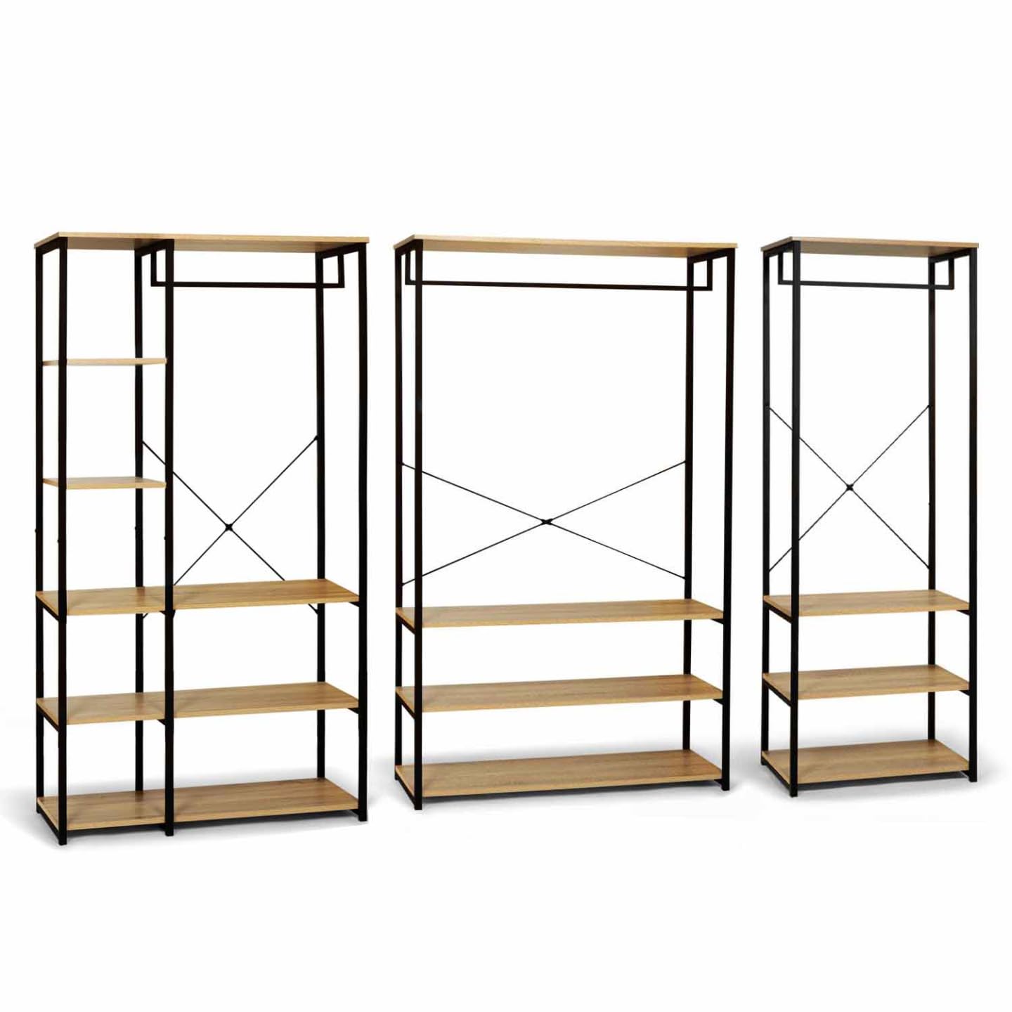 IDMarket - Vestidor modular XXL, gran capacidad, L. 250 cm, Detroit, diseño industrial