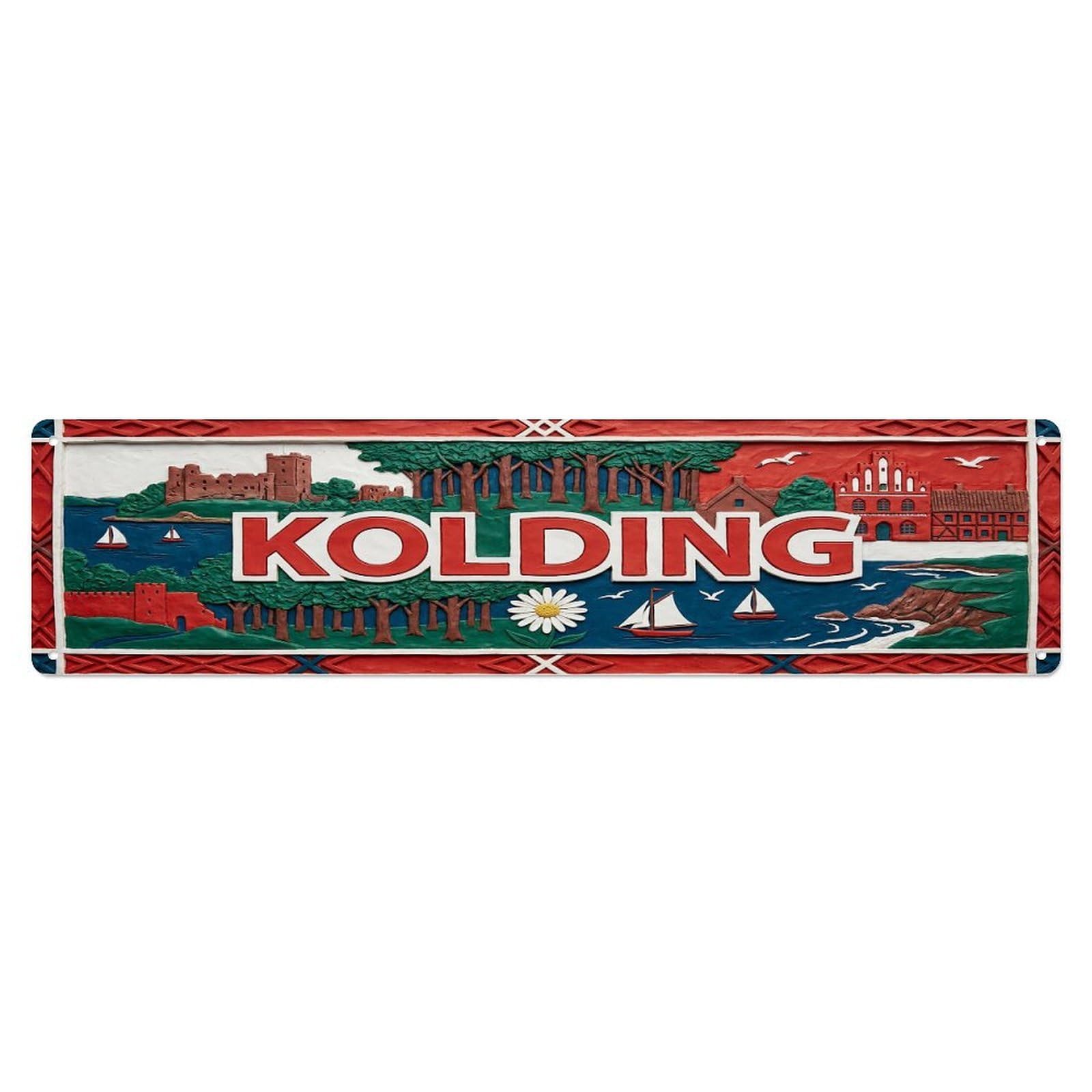 Gead 4X16inch Style Vintage Kolding Denmark Flag Pattern Metal Tin Sign