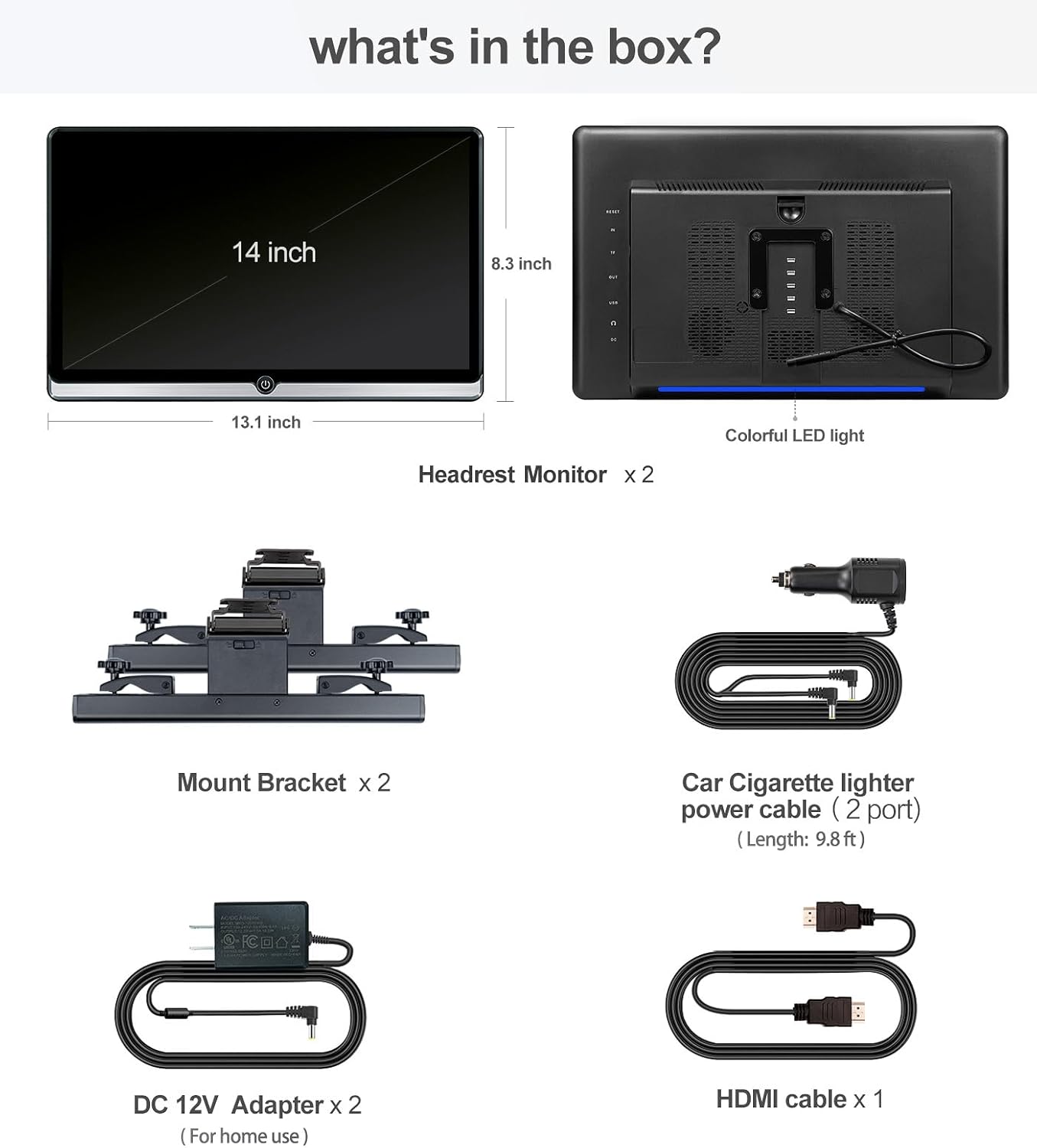 14 Inch 4K Android 13 Car TV Headrest Monitor for Cars Back Seat Rear Entertainment System,Support Phone Wireless Mirror Link Touch Screen,with HDMI/WiFi/Bluetooth/USB/Car Video Player (4G+64G(2*PCs))