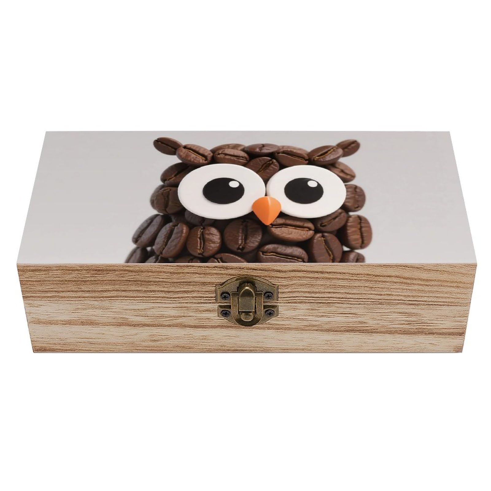 FodPand Decorative Keepsake Box Wooden Storage Boxes with Hinged Lid Handmade Cute Owl Wood Organizer Memory Treasure Box for Jewelry Craft Card Photo Storage Wedding Bridal Shower Gifts
