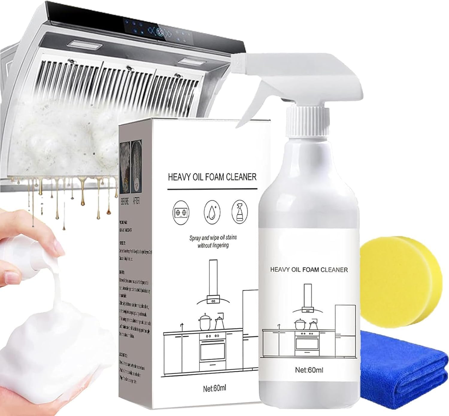 Splash - Spray de espuma, limpiador de horno en aerosol, limpiador de espuma de aceite pesado, limpiador de espuma en aerosol, penetra y limpia profundamente la grasa, desengrasante fuerte (2