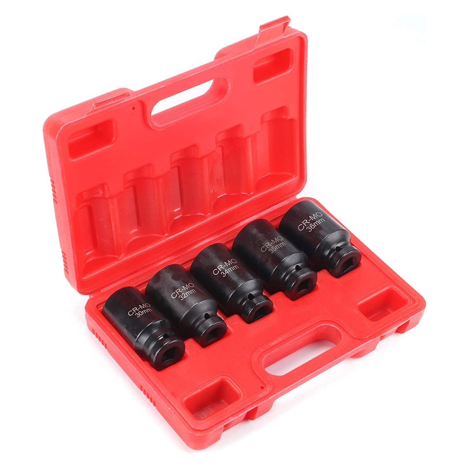 Trintion Impact Socket Set 5-Piece 1/2-Inch Drive Master Deep Impact Socket Set - Metric 30mm 32mm 34mm 35mm 36mm