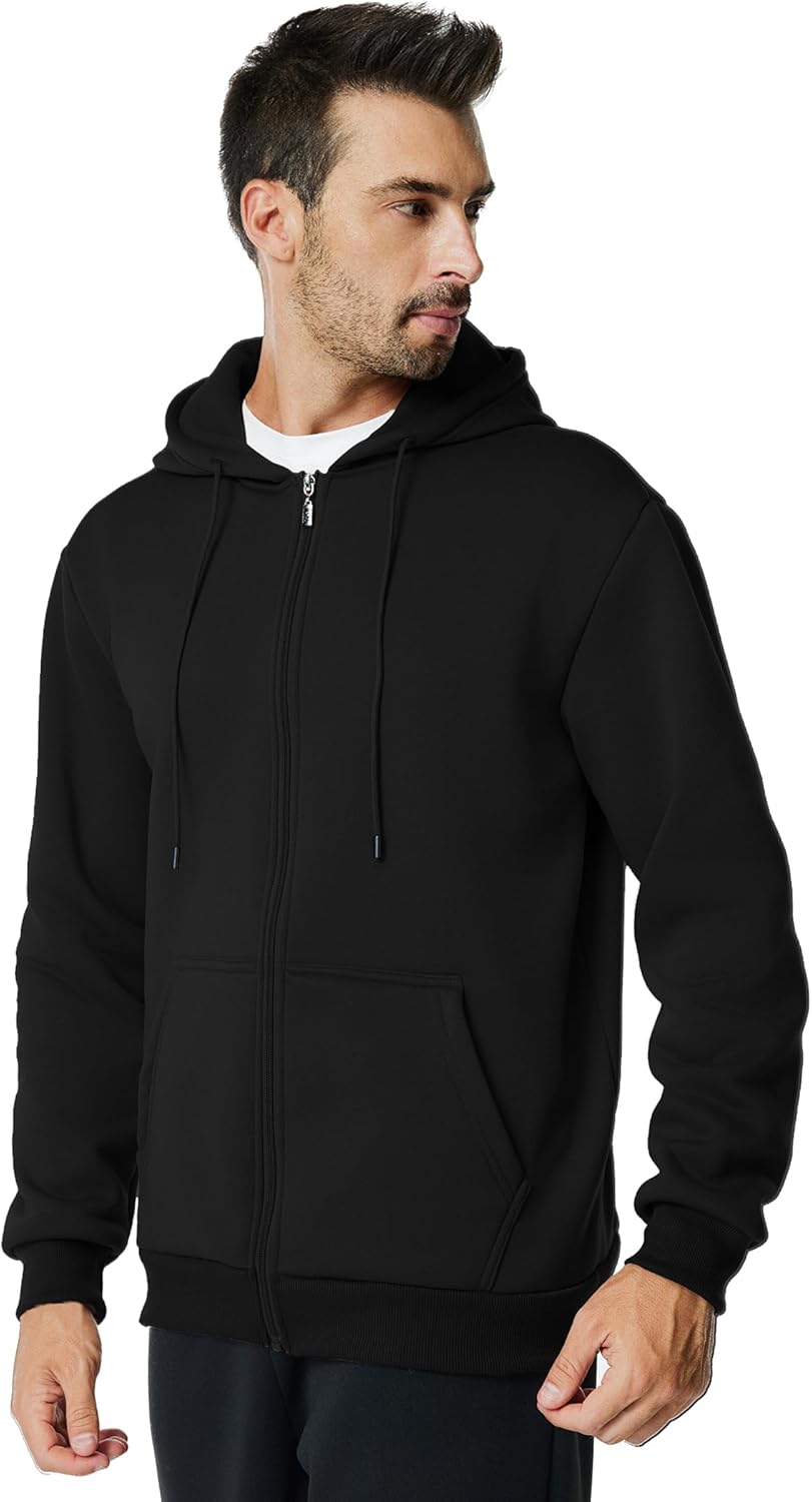 Mens Zip Up Hoodie Long Sleeve Fleece Casual Hooded Sweatshirts Athletic Full Zip Jacket with Pockets - Image 4