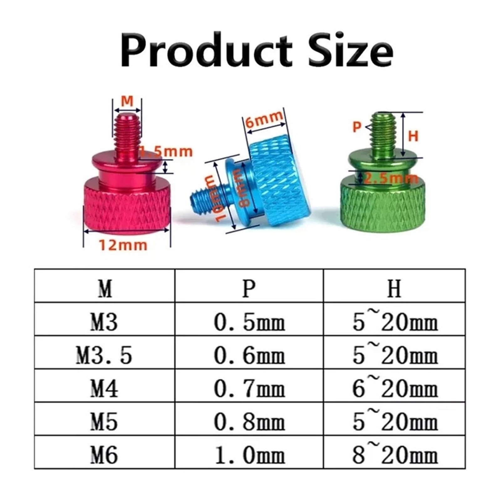 Bulloni di serraggio Manuale M3. Lunghezza Vite: da 5 a 16 Millimetri. Realizzati in Lega di Alluminio.(Dark Red,20PCS_M3X16MM)