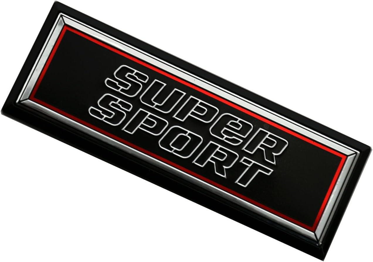 1pc New Super Sport Dash Emblem 3D Badge Replacement for 81-87 El Camino 83-88 Monte Carlo SS (Chrome Black)