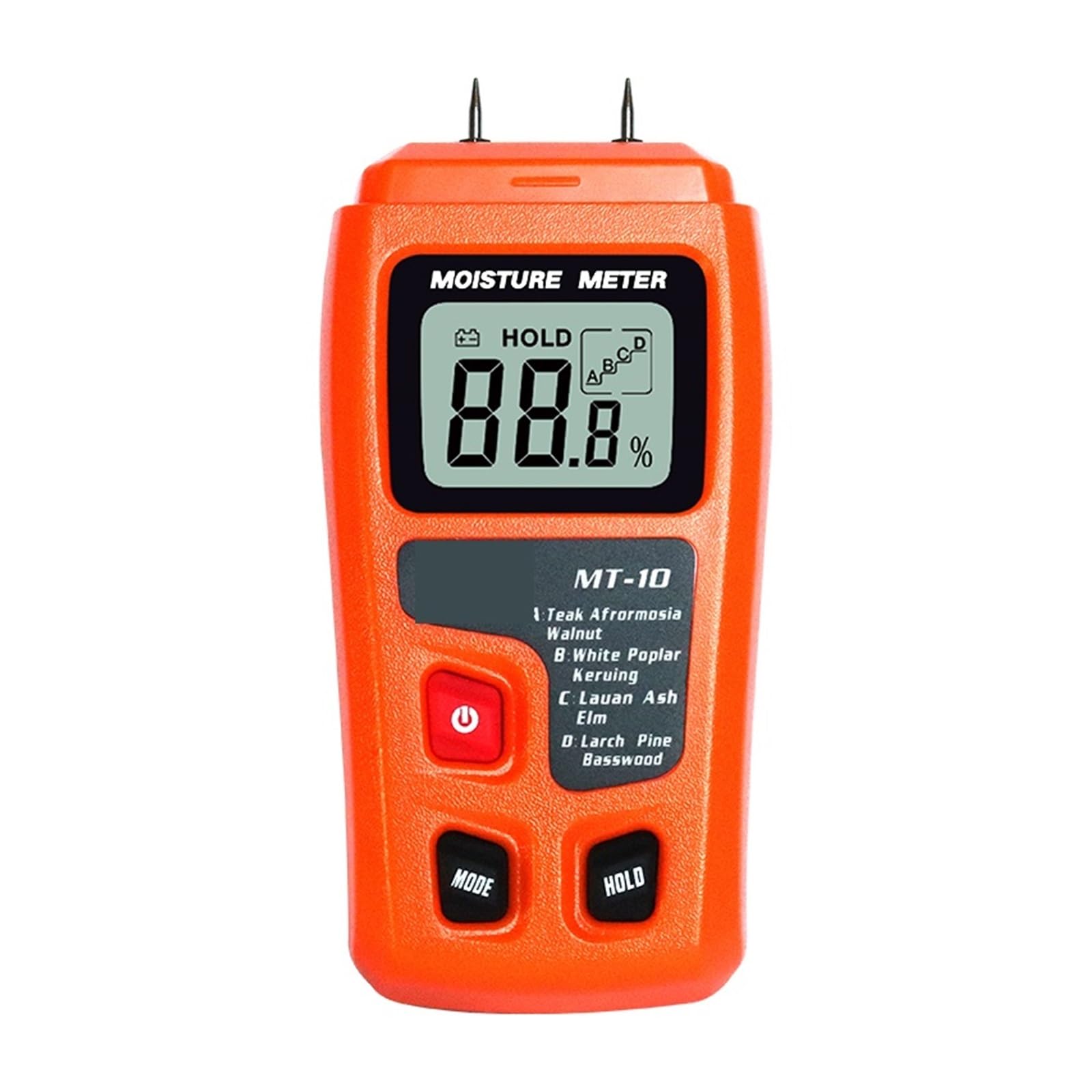Mnmioio Mt10 No Backlight Digital Moisture Tester, Mt-10 Emt01 Wood Moisture Meter Humidity Tester Hygrometer Timber Damp Detector Tree Density Digital Grey(Mt10 No Backlight)