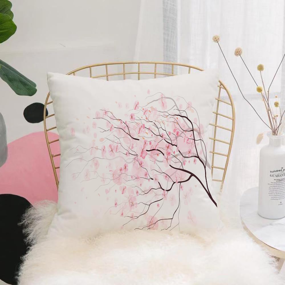 HYOSXW Cushion Cover,Throw Pillow Case Home Decorative for Living Room Bedroom Sofa Chair 16X16 Inch,Light pink, artistic branch of Sakura with cherry blossoms, decoration,Pillowcase 40X40cm