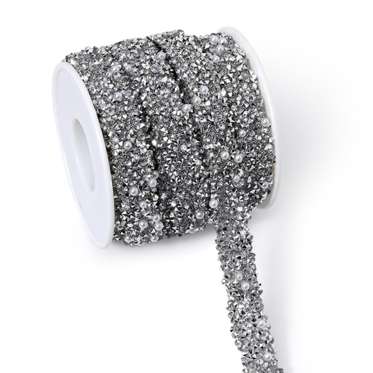 Ruban strass cristal argent 10mm pour décoration de vêtements