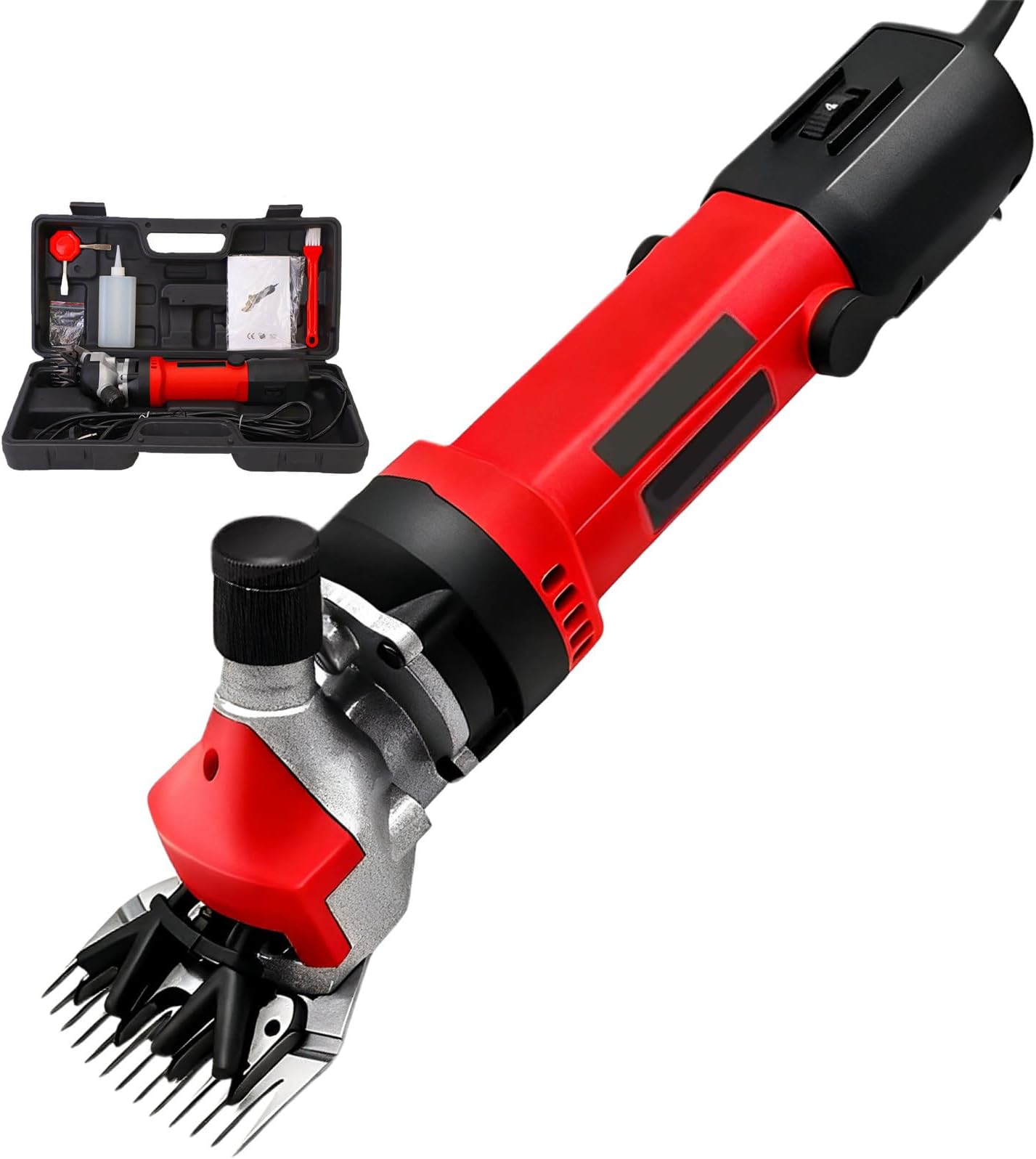 2800W Sheep Shearing Machine Electric Wool Shear Electric Sheep Shearer 6 speeds for Sheep Goat Alpaca Camel and Angora Rabbit Hair Red-1set