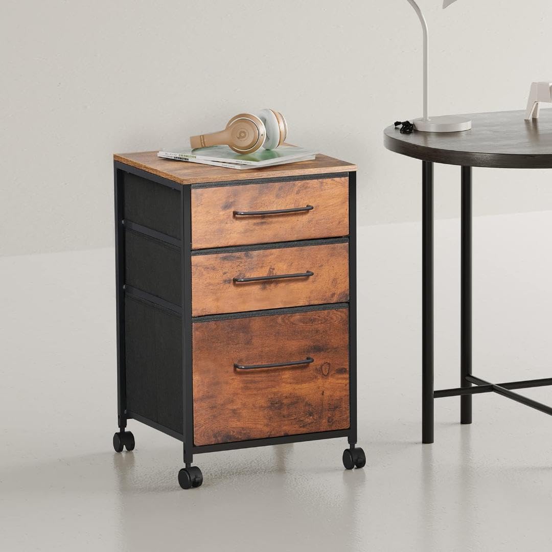 茶 使い勝手 キャビネット デスクワゴン 3段収納 使い勝手 3段収納