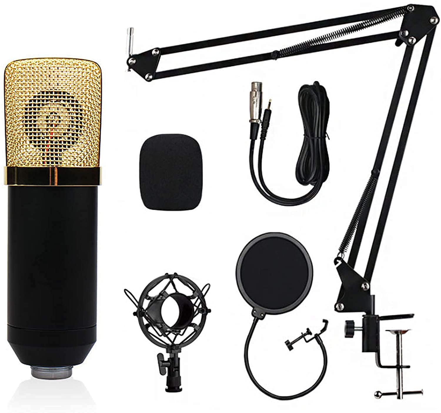 Xisono Kondensatormikrofon Set, Podcast Gerätepaket,BM-800 Mikrofon Kit mit dj Controller, Audio Mixer Set mit mischpult für Streaming/Podcasting/Aufnahme, geeignet für PC/Laptop/Telefon/Pad