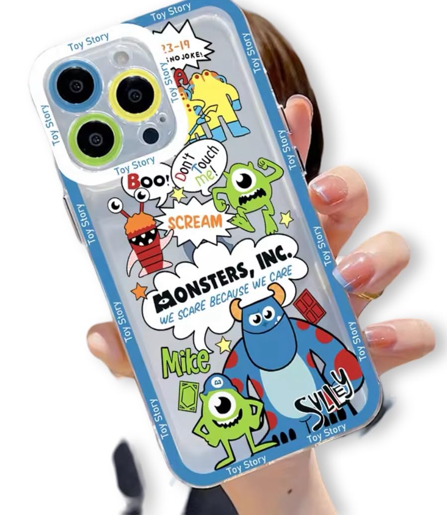 Monster Blue Green Inc Mike Inc. Sully Clear Rubber Story kawaii Silicone y2k aesthetic custom Compatible with iPhone SE 2020 11 12 13 14 Pro max Plus 7 8 X XS XR Shockproof Rubber Clear Bumper Case