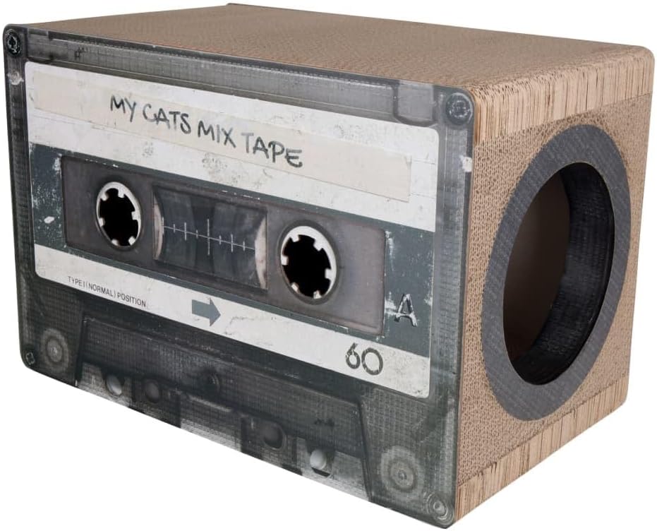 District 70 Mixtape Cardboard Cat Scratcher, Large (54 x 31 x 35 cm), Black
