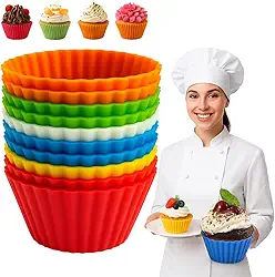 Kit 12 forminhas Coloridas de Silicone Cupcake Mufins Bolo Empadas Pão de Queijo Resistente Forneável compativel com Air Frier Microondas lava louça e freezer Antiaderente Qualidade Premium