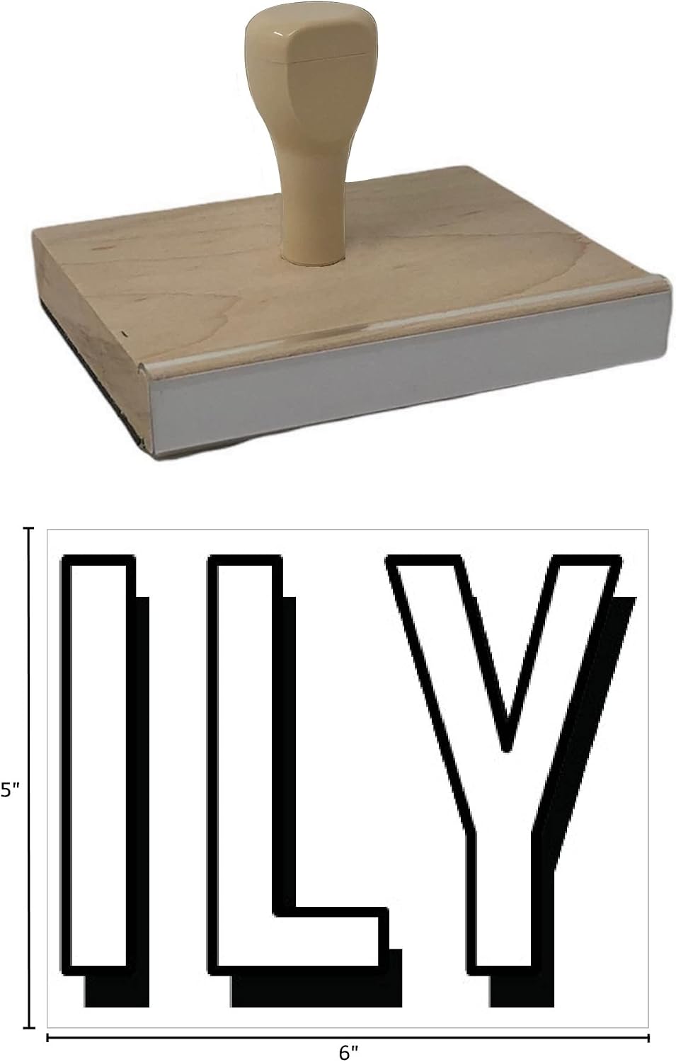 Infusion ILY Rubber Stamp, 5 X 6'' Wood Stamp