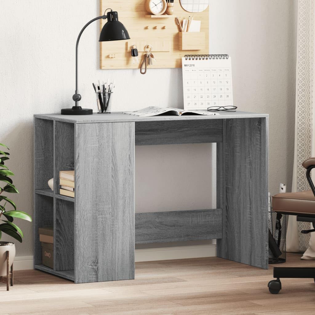 Schreibtisch Grau Sonoma 102 x 50 x 75 cm Holzwerkstoff mit Stauraum für Computer, Laptop, Büro, Homeoffice, Lernen, Gaming und Ordnung