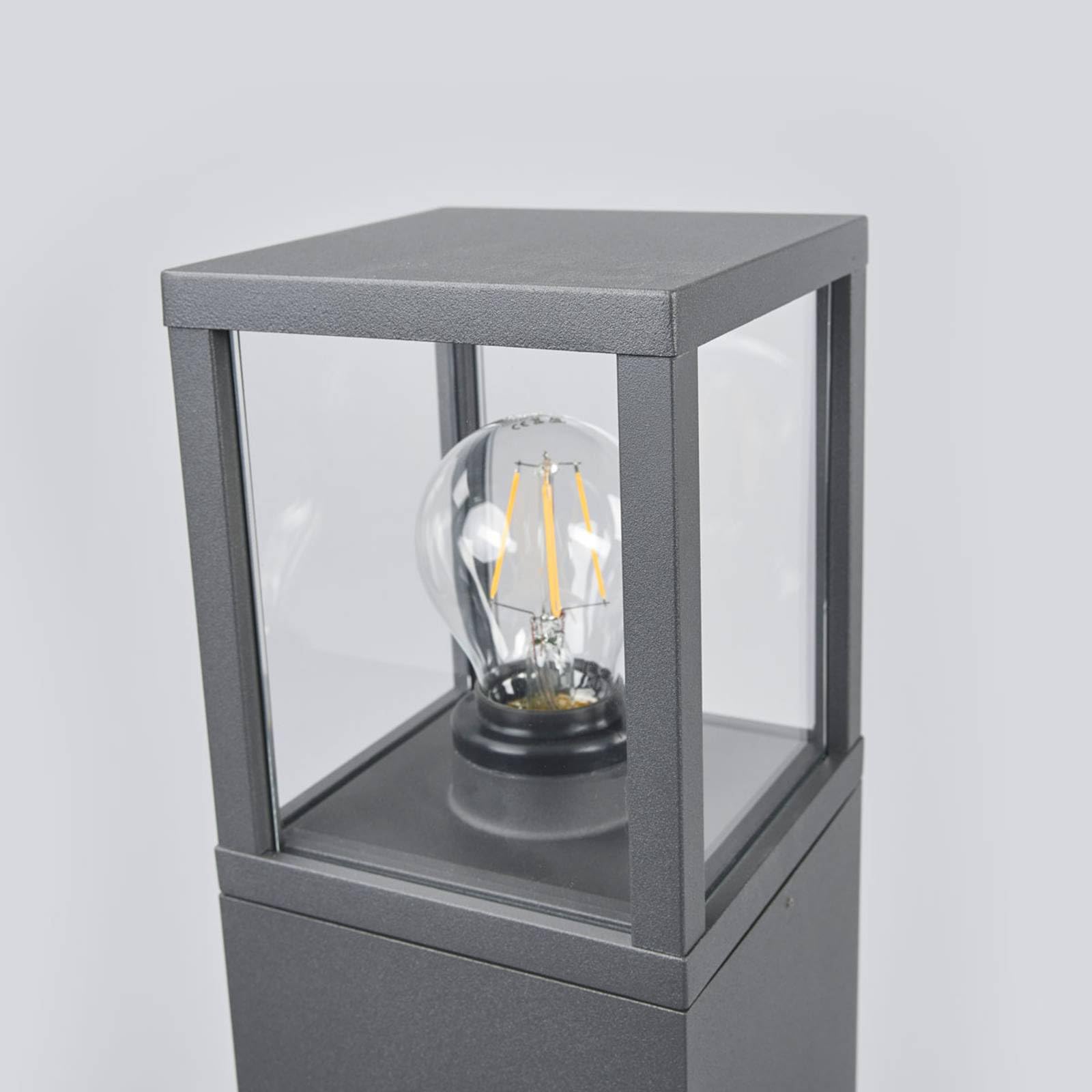 Lindby Lampioncino da giardino Paletto luminoso Segnapassi Alluminio Esterno 90 cm, E27 grigio grafite Illuminazione aiuole sentieri cortile luci led esterno