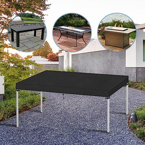 VANSHEIM Tischplattenabdeckung Schutzhülle für Tischplatte Gartentischabdeckungen Abdeckhaube Tisch Wasserdicht Gartentisch Abdeckung Rechteckig Gartentischhülle Abdeckplane Gartentisch 220x100x15cm