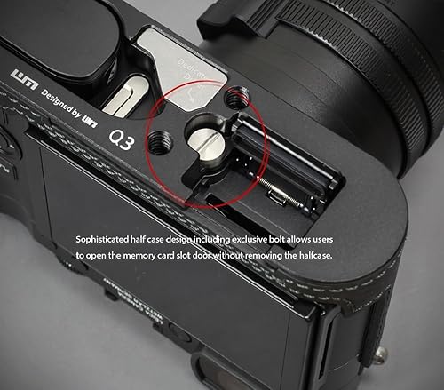 Miniatura 4 de LIM'S Genuino Italia cámara de cuero medio caso metal agarre placa cola de milano para Leica Q3 [negro]