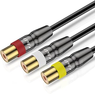 J&D RCA Cable, Heavy Duty 3 RCA Male to Female AV Extension Cable, Copper Shell, Audio Video Components Compatible with Set-Top Box, Speaker, Amplifier, DVD Player, 6 Feet