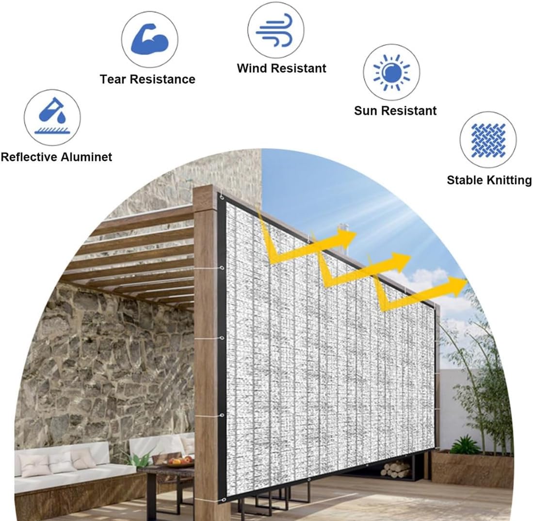 Aluminum Shade Cloth Reflective Sun Shade Mesh Tarp Aluminet with Grommets for Car Garden Patio Kennel Outdoor Greenhouse 75% Sunscreen Nets