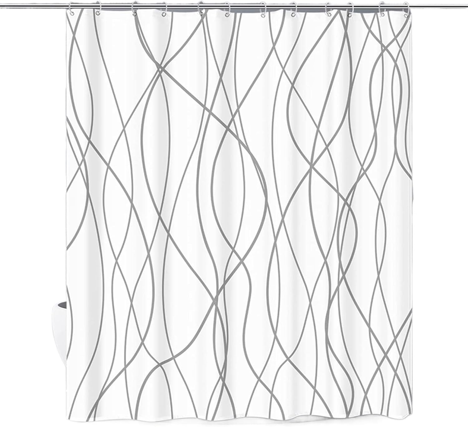 Shower Curtain Liner Grey and White Stripes Fabric with Hook Shower Curtain Waterproof Bathroom Decorative