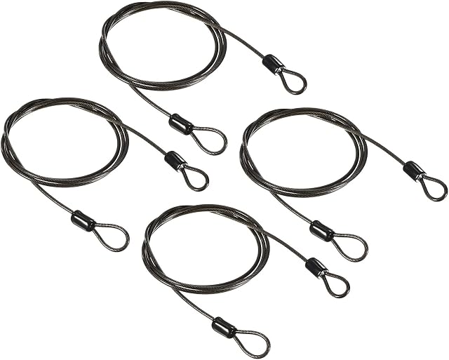 PATIKIL Security Steel Cable 2.5mm x 1m/3.28ft Coated Luggage Lock Wire Rope with Double Loop Black 4 Pack