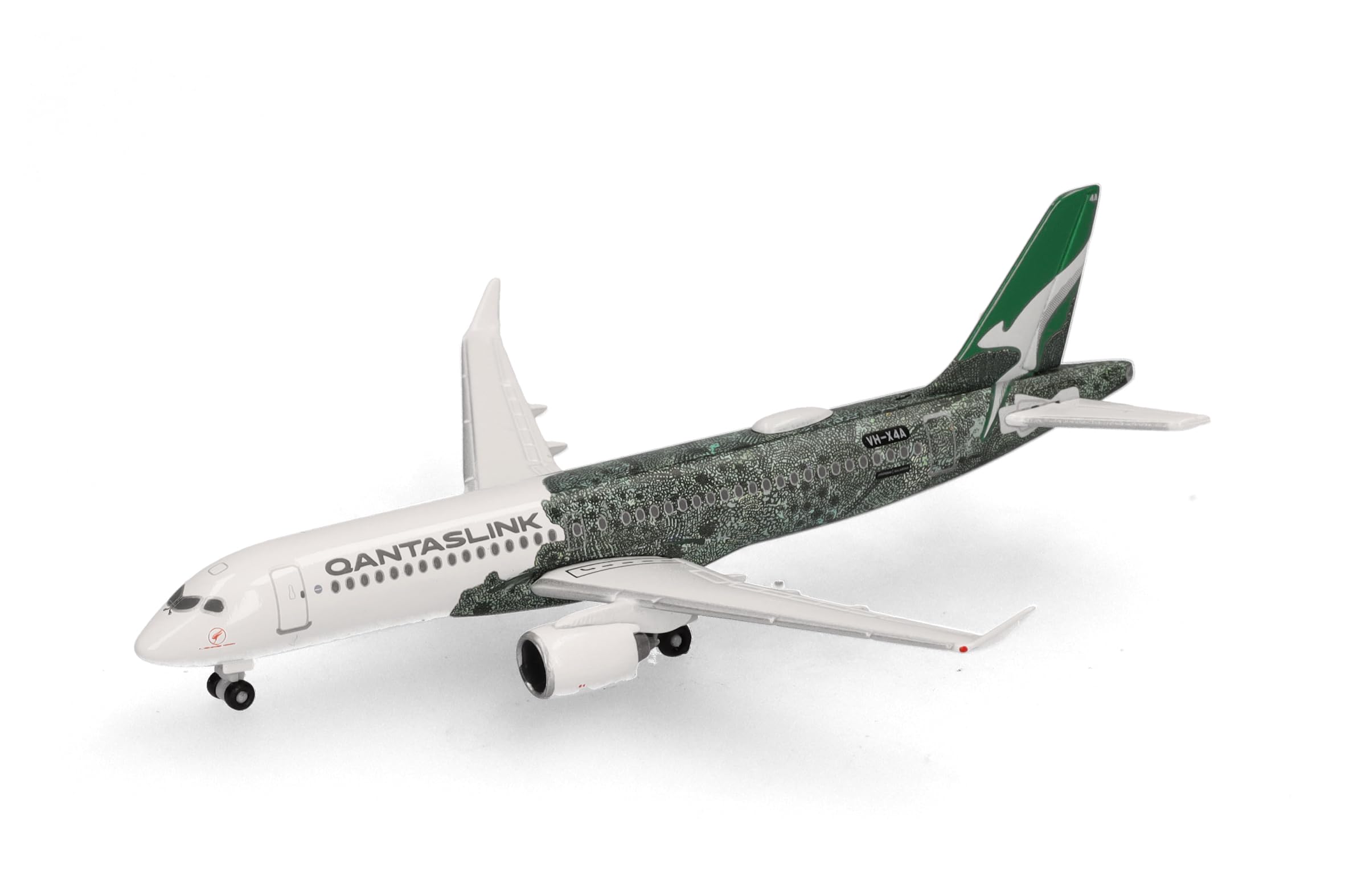 Herpa Modellino aereo QantasLink Airbus A220-300 – Flying Art Series/Minyma Kutjara Tjukurpa, miniatura in scala 1:500, pezzo da collezione, modello di aereo senza base, metallo