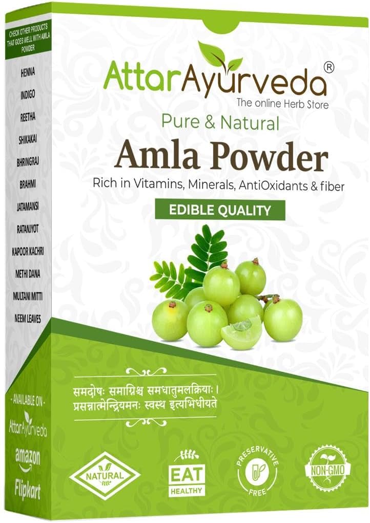 Attar Ayurveda Pure Amla Powder 250g / 8.81 Oz| Natural Indian Gooseberry Powder | Suitable for Hair, Skin, and Culinary Use | Finely Ground and Additive-Free