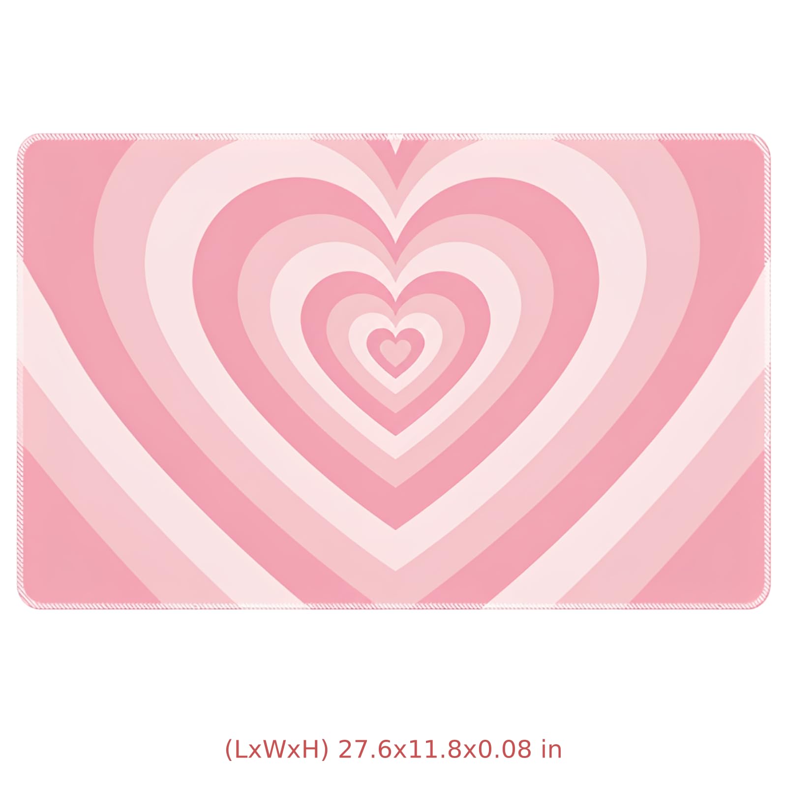 Tapis de Souris Grand Format Rose 70,1 x 29,9 cm, modèle Gaming cœur d’Amour avec Bords Cousus, Base en Caoutchouc antidérapante, pour Bureau, Maison, dortoir, Setup Gaming