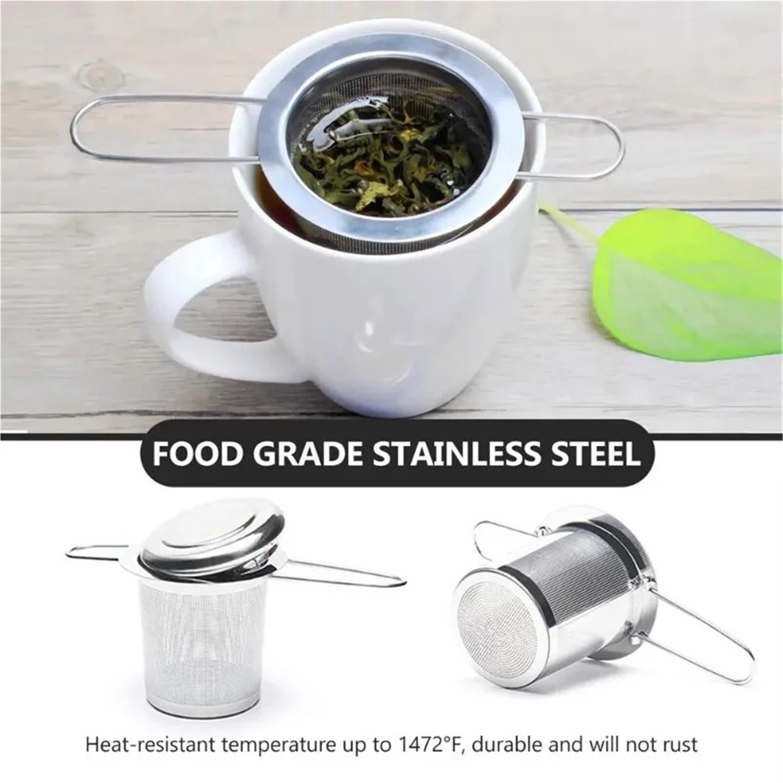 Teesieb, 5 Stück, Edelstahl-Mesh-Tee-Ei mit Deckel, wiederverwendbares Tassensieb, lose Blätter, Gewürzfilter für Teekannen, Tassen, Tasse zum Aufziehen von Tee, Kaffee für losen Tee und Glühgewürze