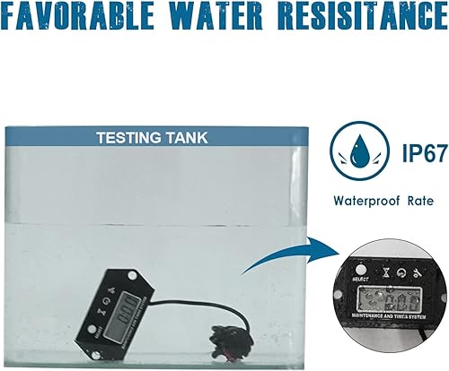 Miniatura 7 de Runleader Tacómetro digital para motor pequeño, recordatorio de mantenimiento, recuperación de RPM máxima, apagado del usuario, uso para cortacésped