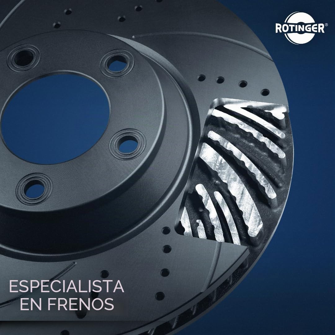 ROTINGER Rotores de discos de frenos (eje frontal, Juego de 2 piezas) Con revestimiento anticorrosión, RT 20312-GL T5