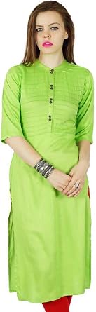 Bimba Women Rayon Custom Kurta Kurti Short Sleeve Summer Tunic Long Top Blouse Indian Clothing
