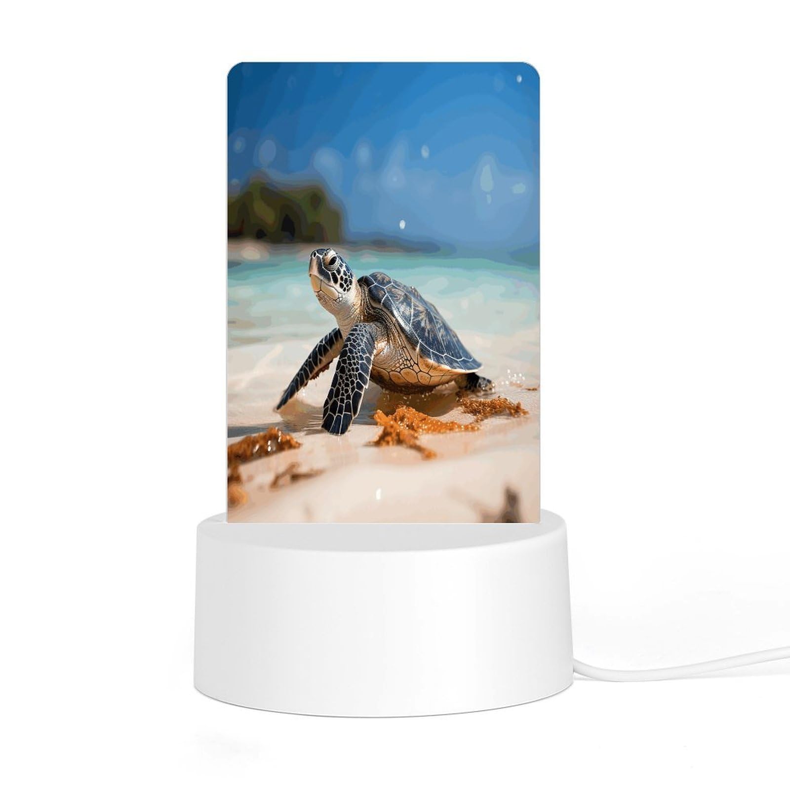 Adfgyerh Style Sea Turtle On The Beach Night Light Acrylic Material Easy Installation, Home Decor Usb Interface Power Supply, Lamp For Restaurant Bar Cafe Room Decor