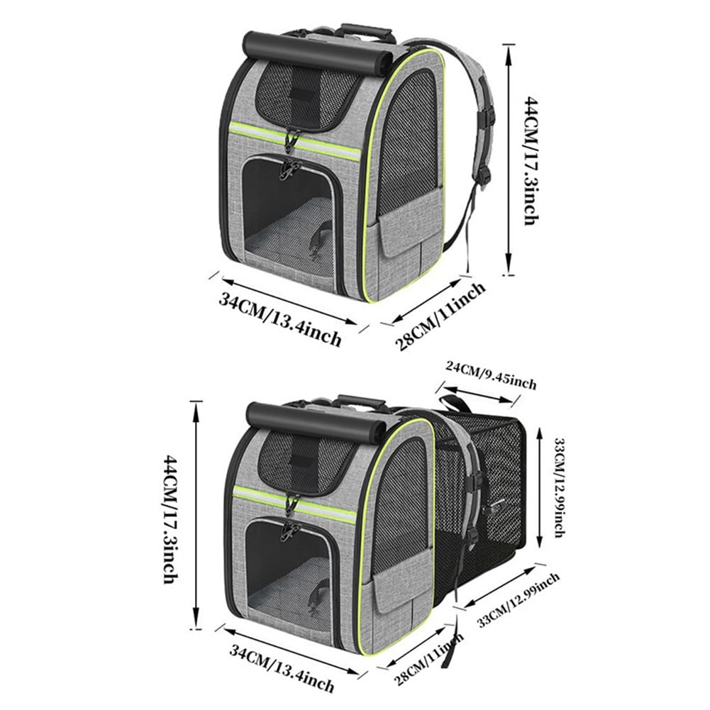Mochila Transportadora para Gatos, Mochila para Gatos, Bolsa de Transporte para Viajes, Senderismo y Camping, Gris.
