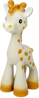 Nuby Jackie the Giraffe Natural Rubber Teether 3+ Months - Soft Squeaky Baby Teething Toy for Sensory Relief