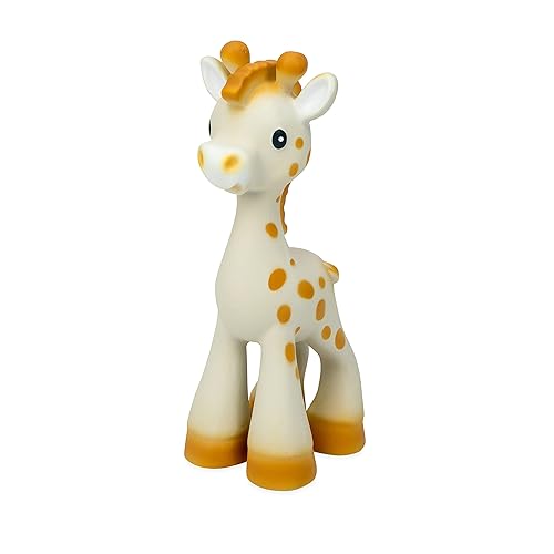 Nuby Jackie The Giraffe - Juguete mordedor súper suave con chirriador 100 goma natural