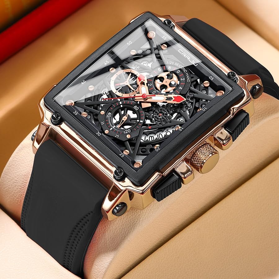 CRRJU Fashion Men's Wrist Watch,Luxury Chronograph Waterproof Date Dress Watch for Men with Silicone Rubber Strap - Image 2