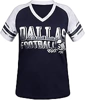 Vista 1 de Camisetas raglán Athletic City para mujeres fanáticos del fútbol - Azul marino y blanco