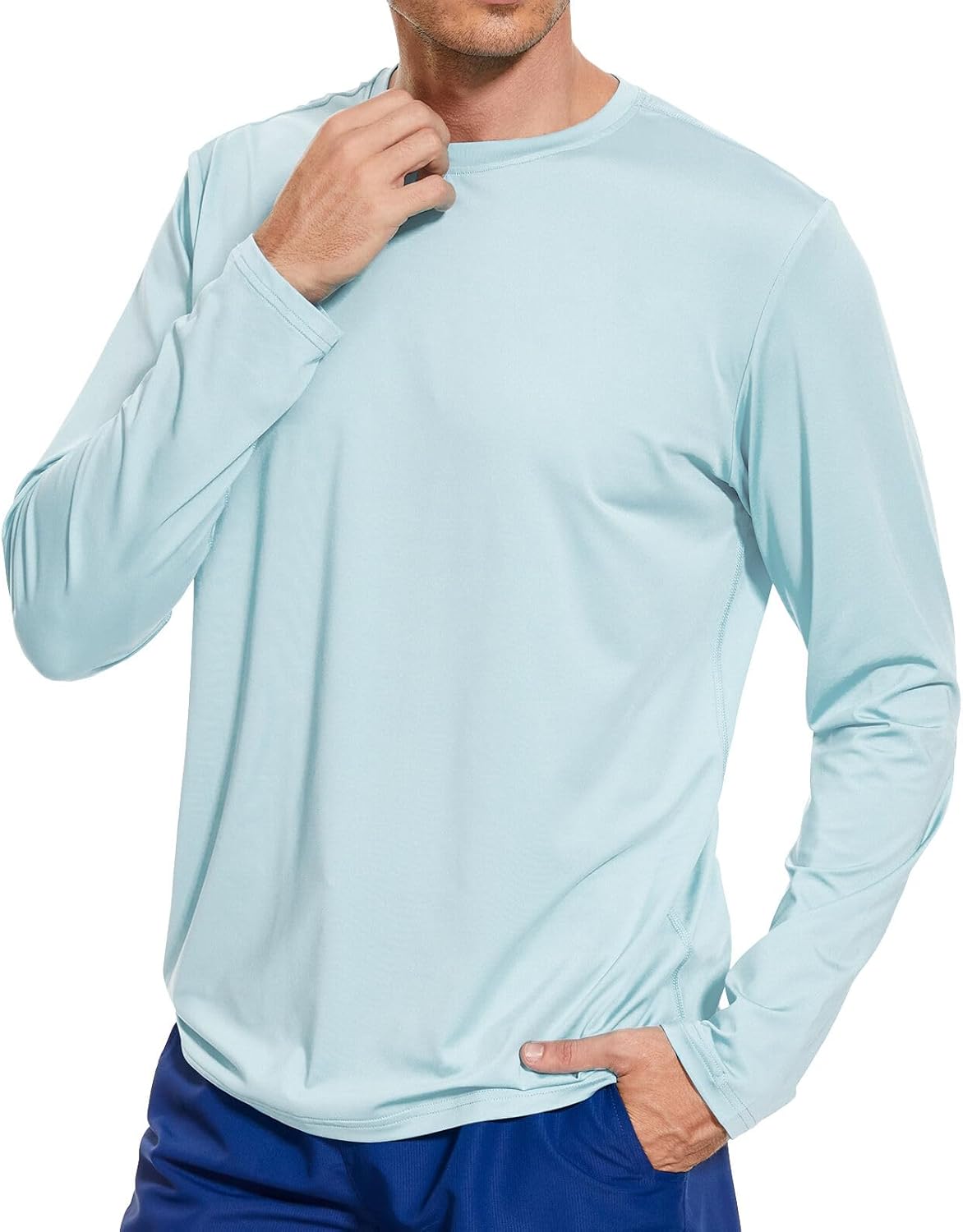 Men's UPF 50+ Quick Dry Long Sleeve Shirt Moisture Wicking Lightweight Hiking Tee for Outdoors Activities Fishing Running