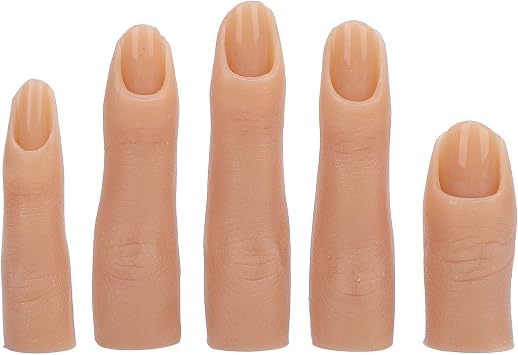 Nail Practice Finger Model 5 Pcs Silicone Nail Training Finger High Elasticity Bendable Joint Thickened Nail Practice Finger Model for Nail Salon (02)
