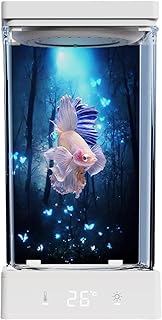 TIHONORI Betta Fish Tank - 1.4L Desktop Mini Aquarium Kit wi