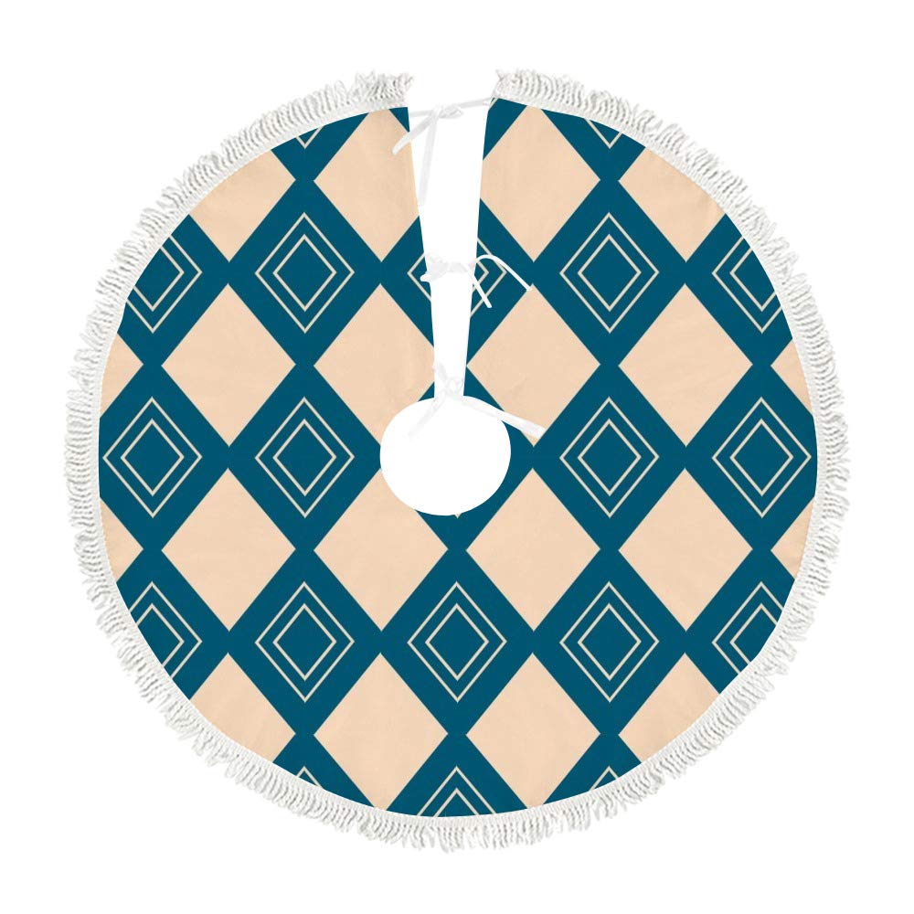 Tapis de sapin de Noël décoratif fait à la main peluche courte 91x91cm