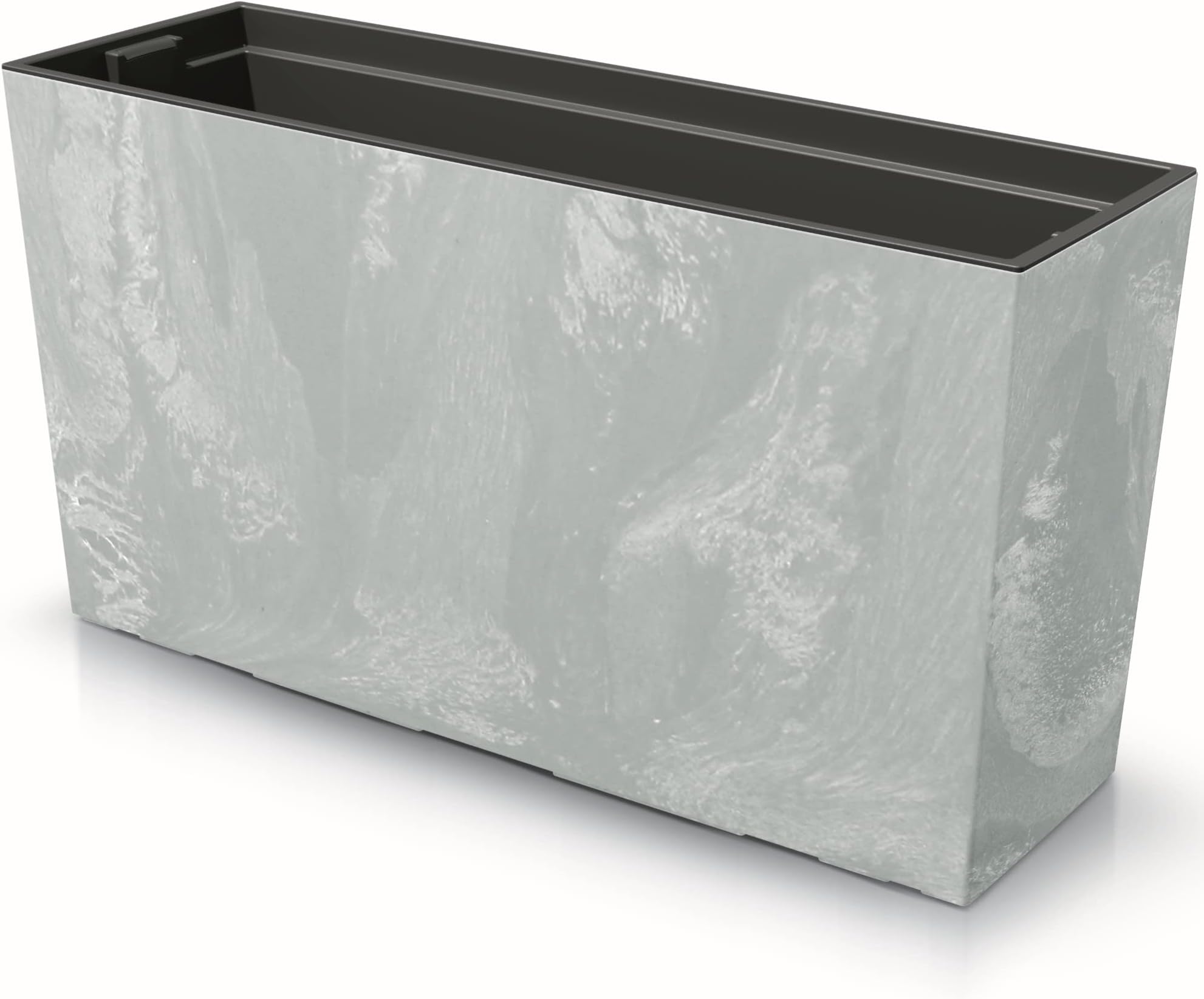 botle Flower Box with Plant Insert Plastic 77 x 40 cm Concrete Structure Large Size with 2 Stabilisers UV Resistant Balcony Box Indoor / Outdoor Use