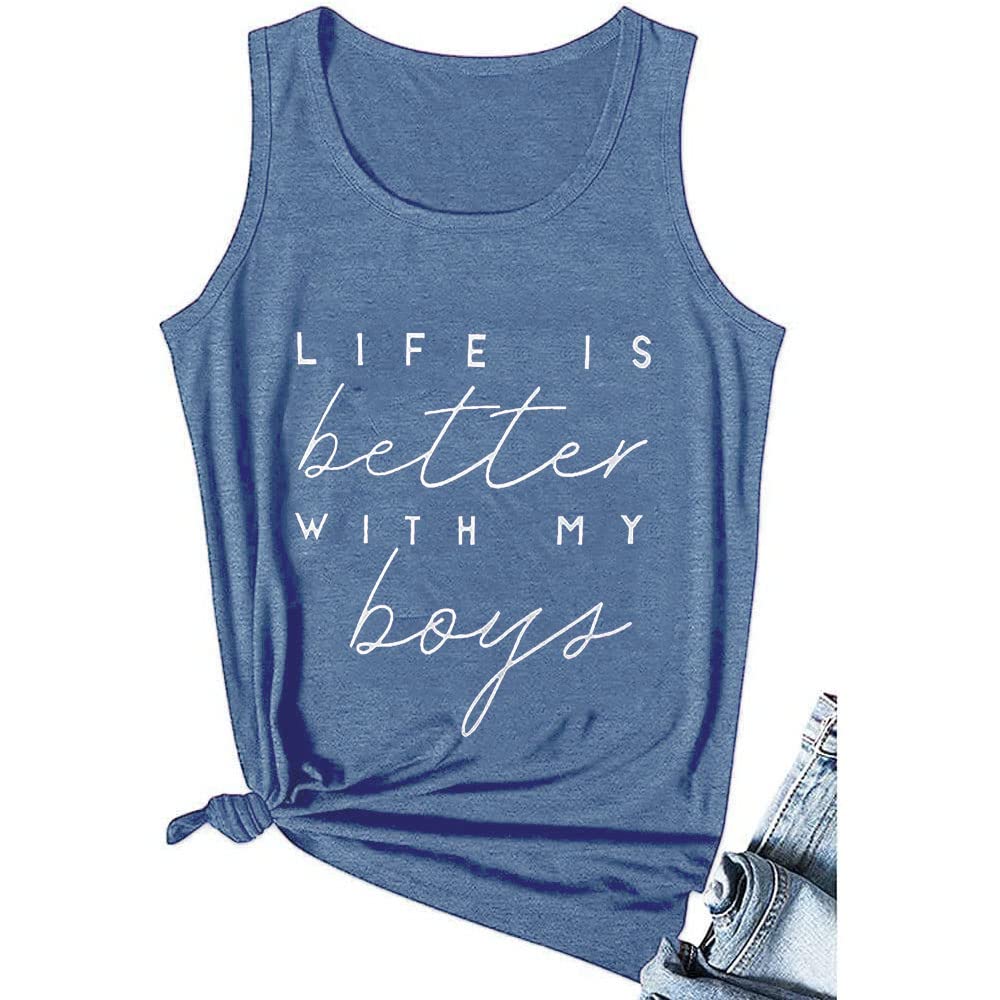 Life is Better with My Boys - Camisetas divertidas de regalo para mamá, camisetas cortas de verano, atléticas, informales, para entrenamiento